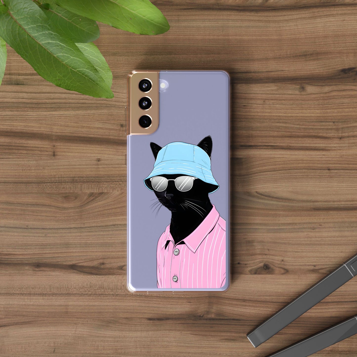 Cool Cat Phone Case with Sunglasses & Hat Design