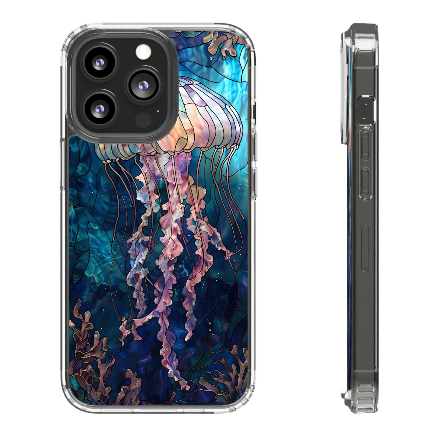 Ocean Jellyfish Clear Phone Case - Vibrant Marine Design for iPhone