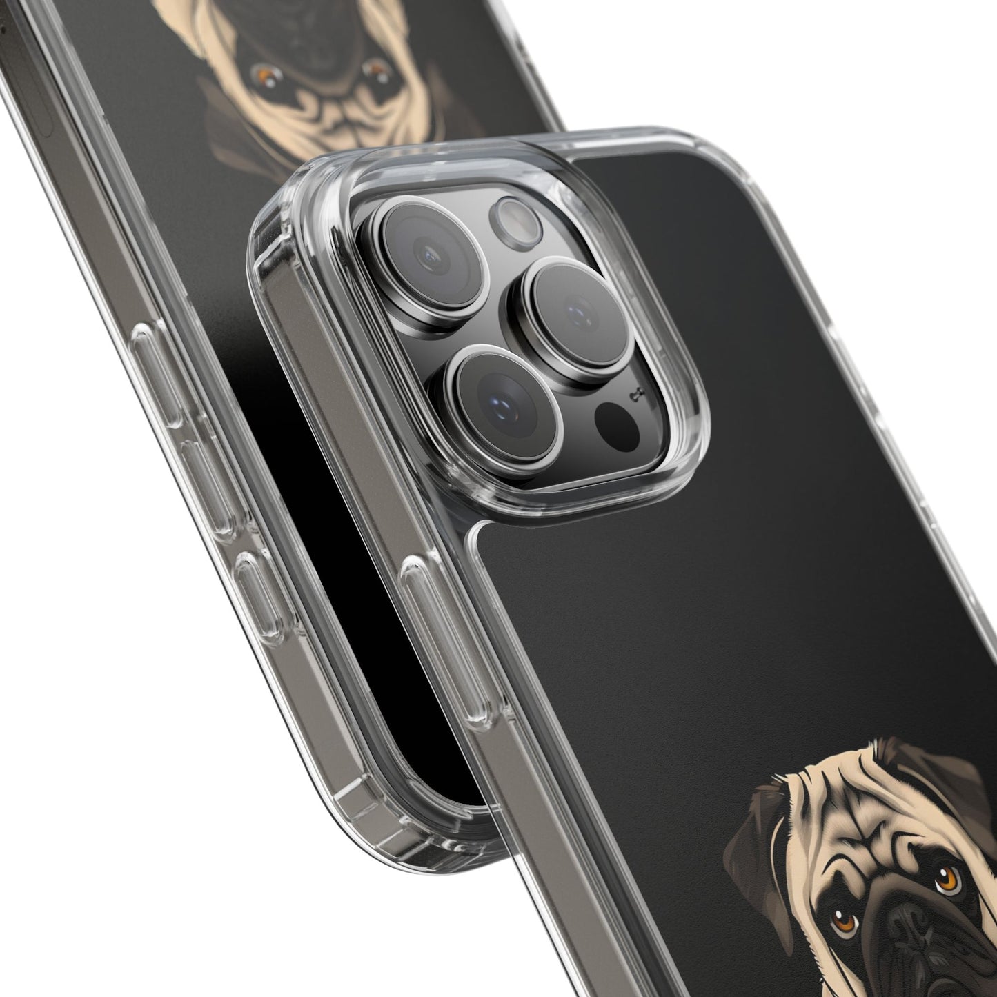 Pug Dog Clear Case with Coffee Mug Design - Cute Phone Cover