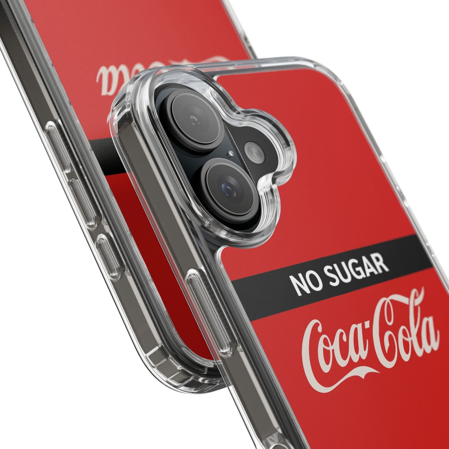 Coca-Cola No Sugar Clear Phone Case - Stylish and Trendy Accessory