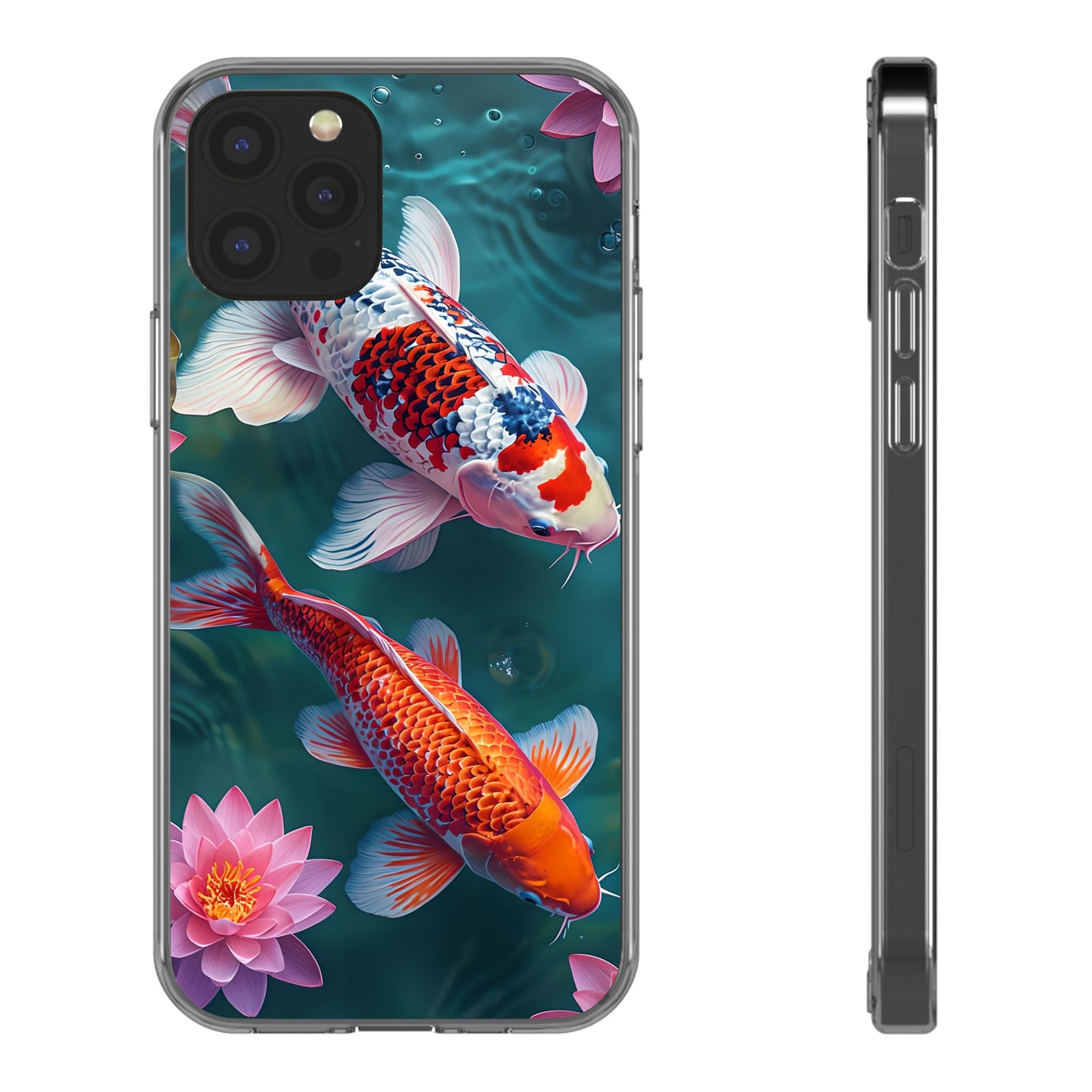 Koi Fish Clear Phone Case - Stylish Transparent Protector for Nature Lovers
