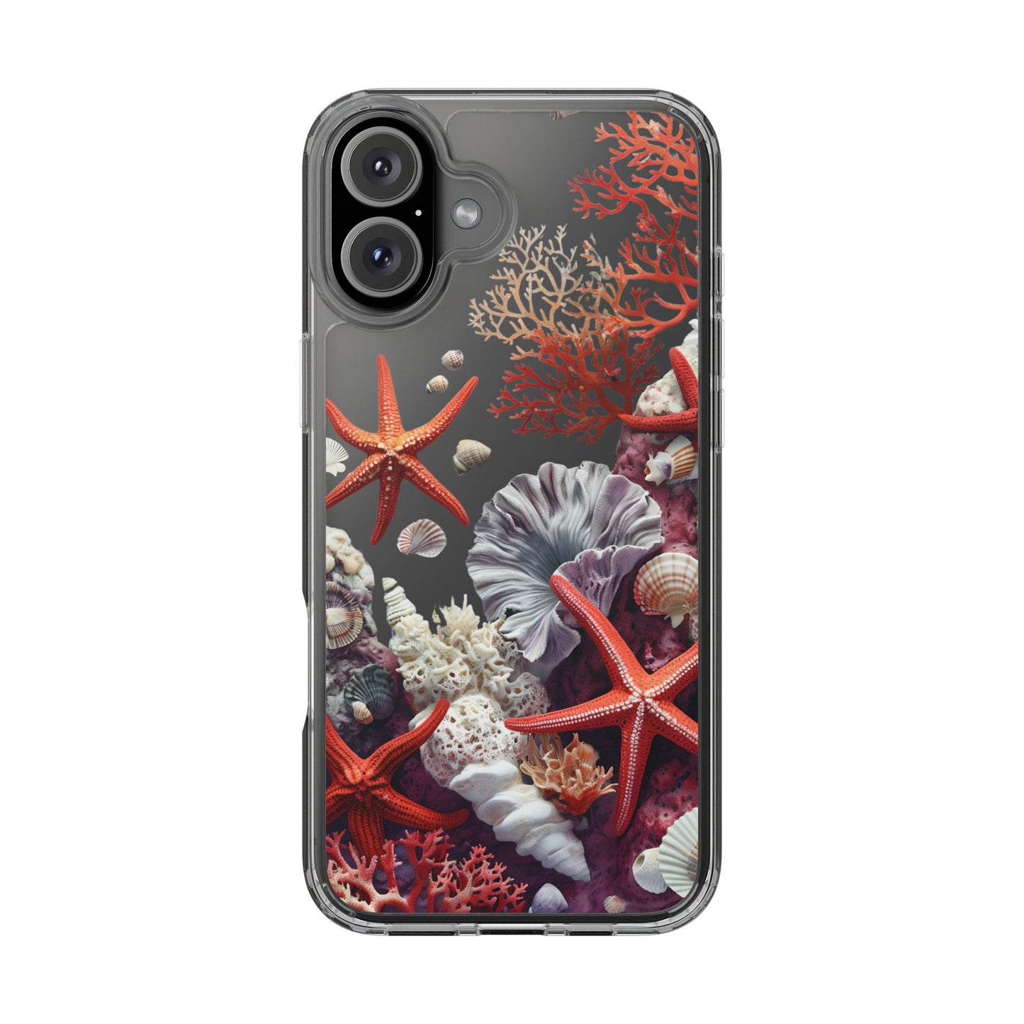 Ocean Coral Clear Phone Case with Starfish Design