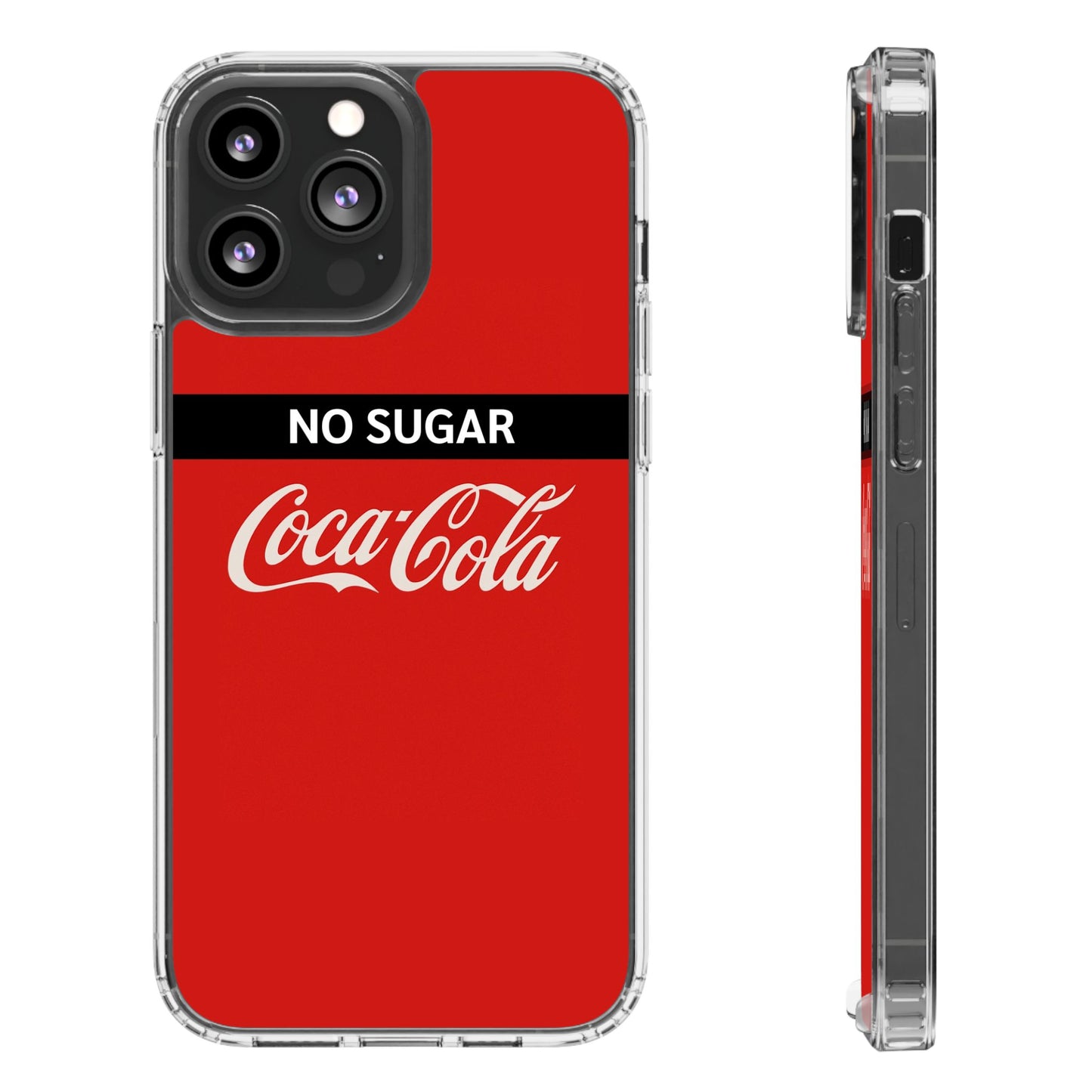Coca-Cola No Sugar Clear Phone Case - Stylish and Trendy Accessory