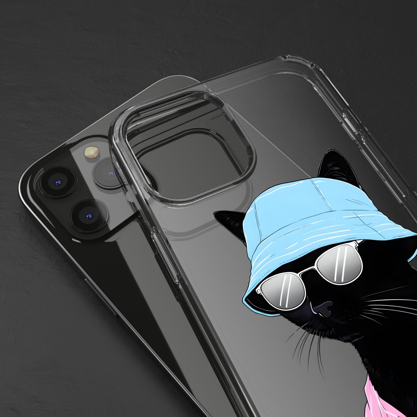Cool Cat Phone Case with Sunglasses & Hat Design