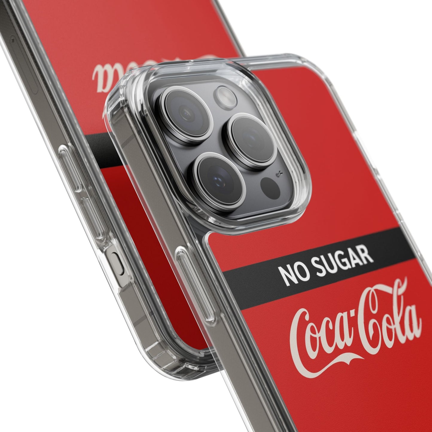 Coca-Cola No Sugar Clear Phone Case - Stylish and Trendy Accessory