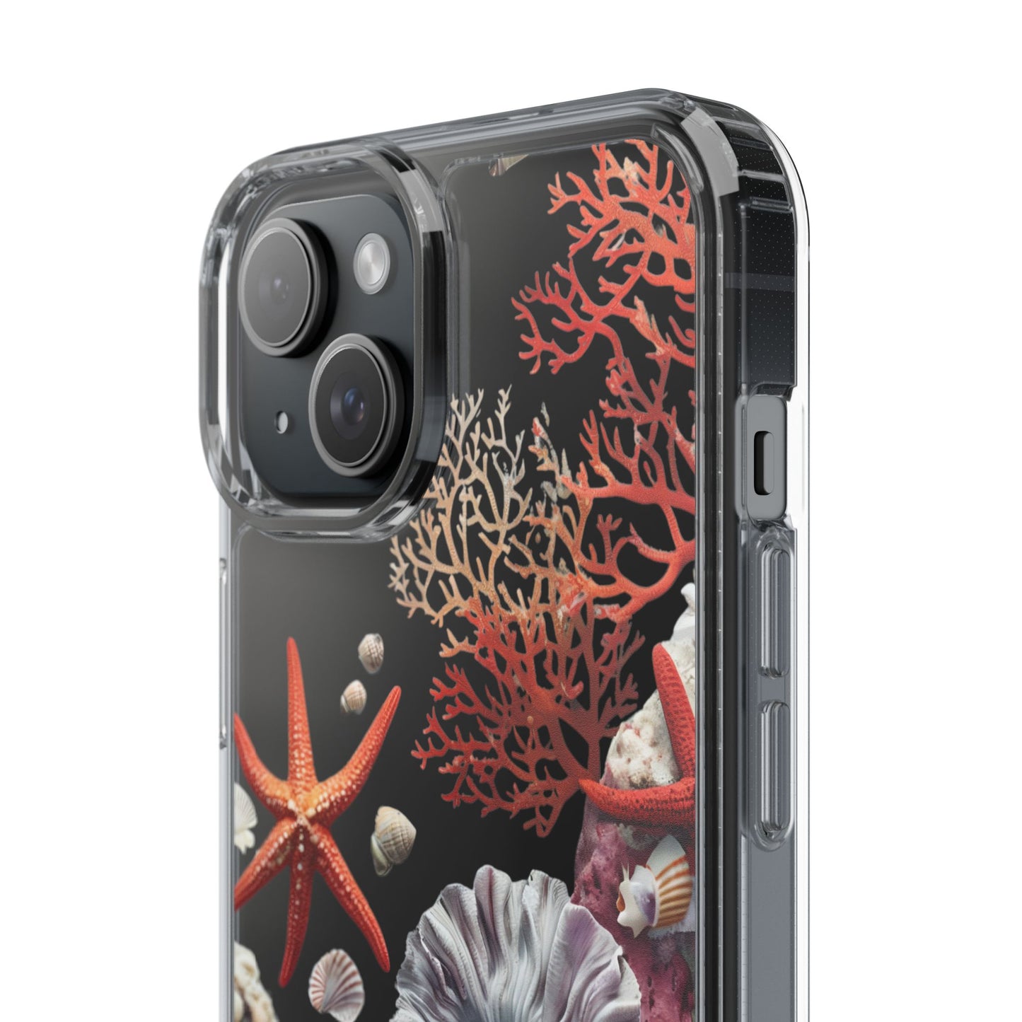 Ocean Coral Clear Phone Case with Starfish Design