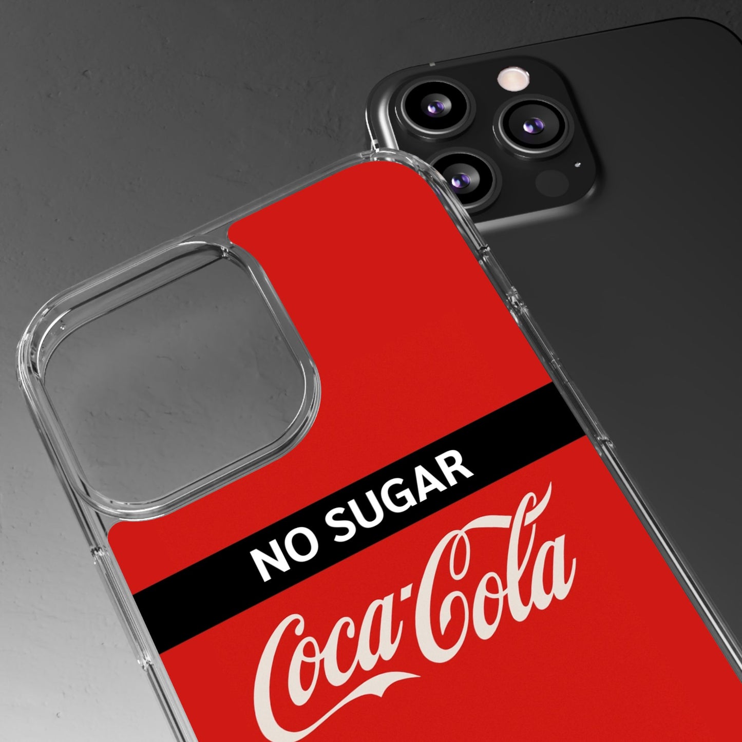 Coca-Cola No Sugar Clear Phone Case - Stylish and Trendy Accessory