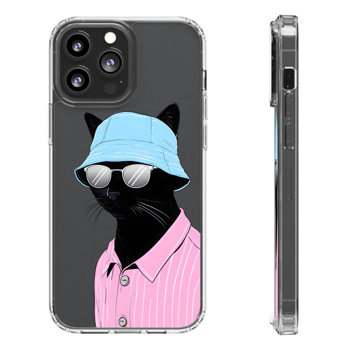 Cool Cat Phone Case with Sunglasses & Hat Design