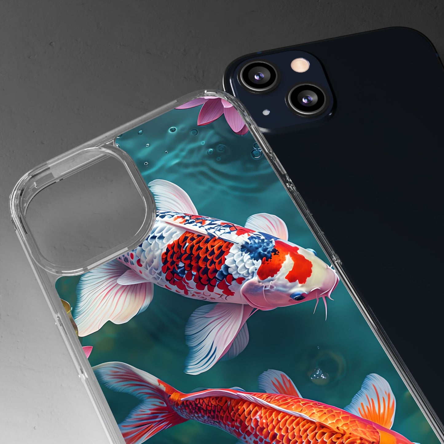 Koi Fish Clear Phone Case - Stylish Transparent Protector for Nature Lovers
