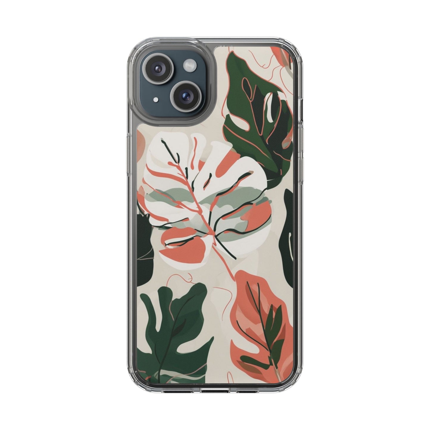 Botanical Clear Phone Case - Nature-Inspired Leaves Design