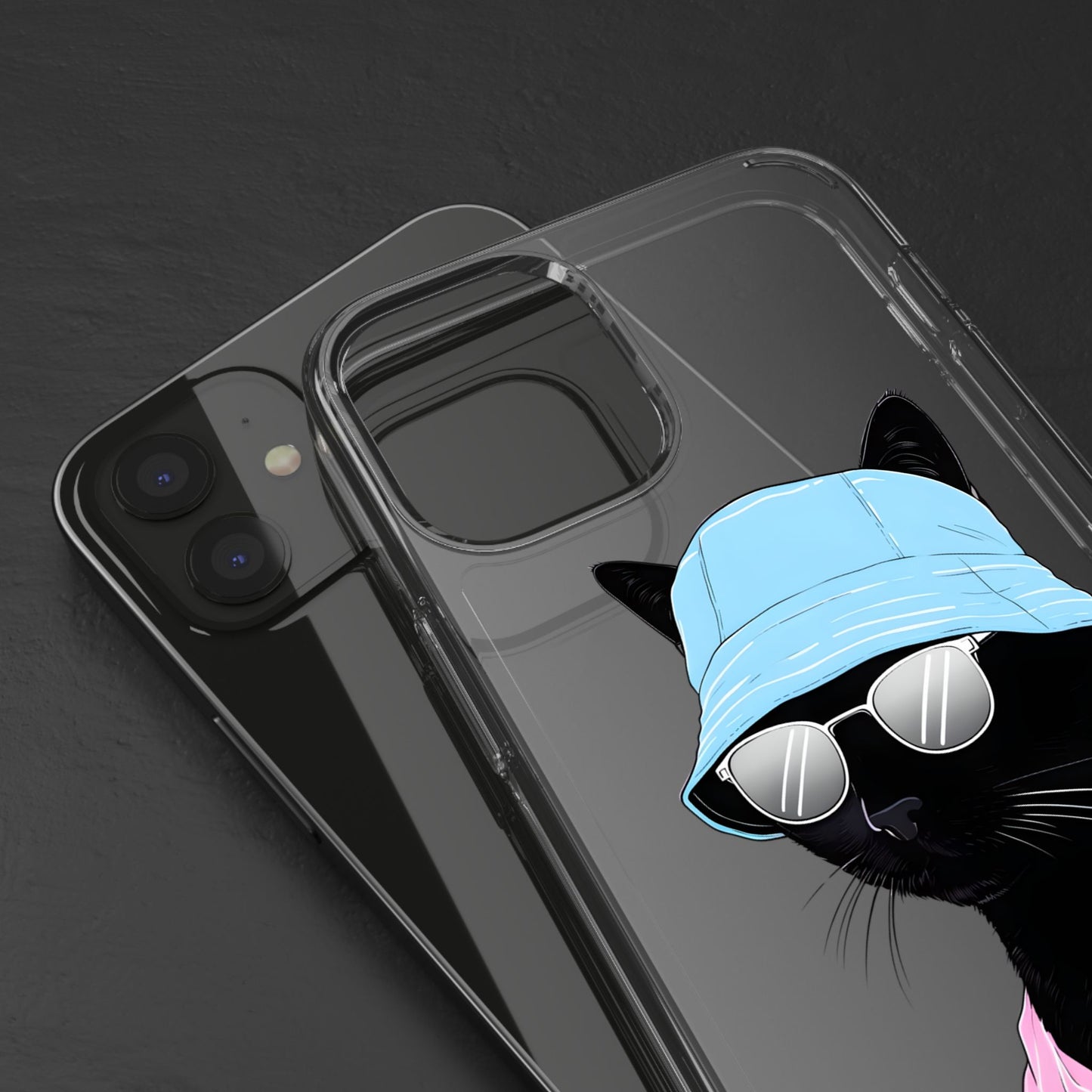 Cool Cat Phone Case with Sunglasses & Hat Design