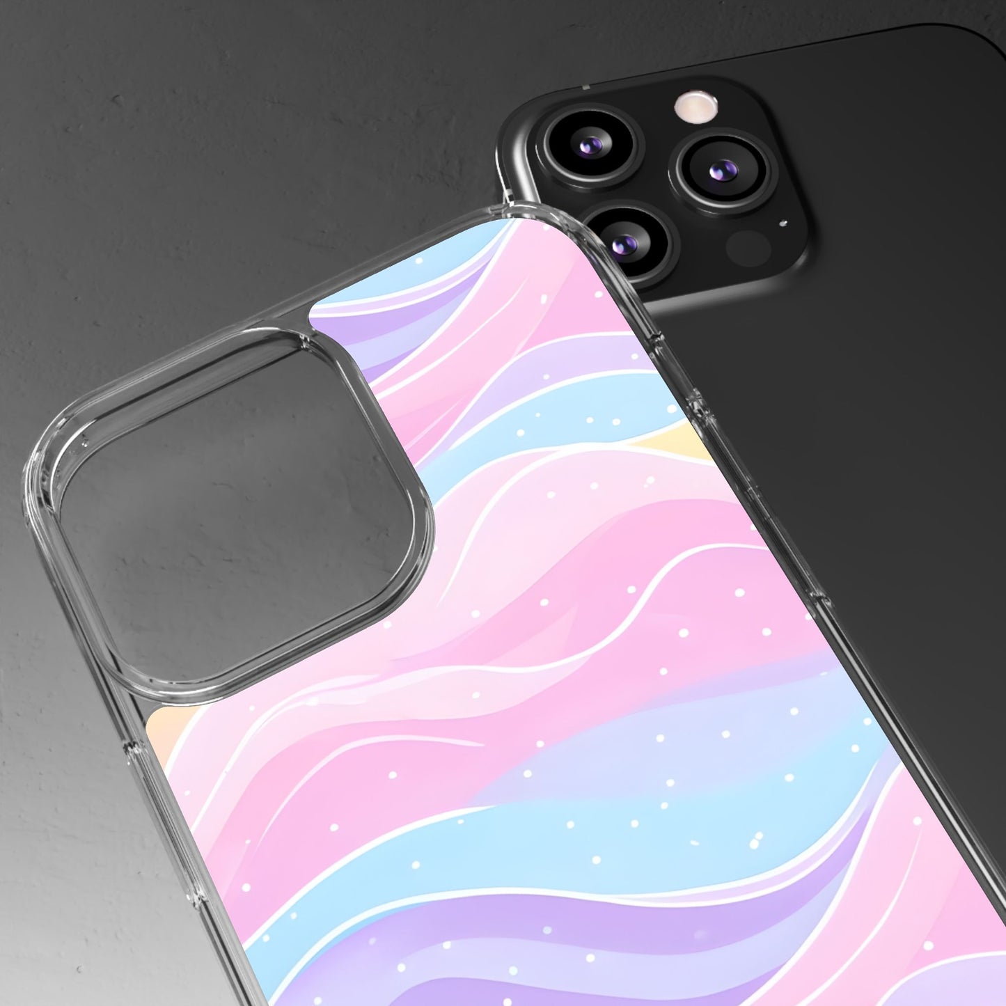 Pastel Wave Clear Phone Case - Stylish Protection for Your Device
