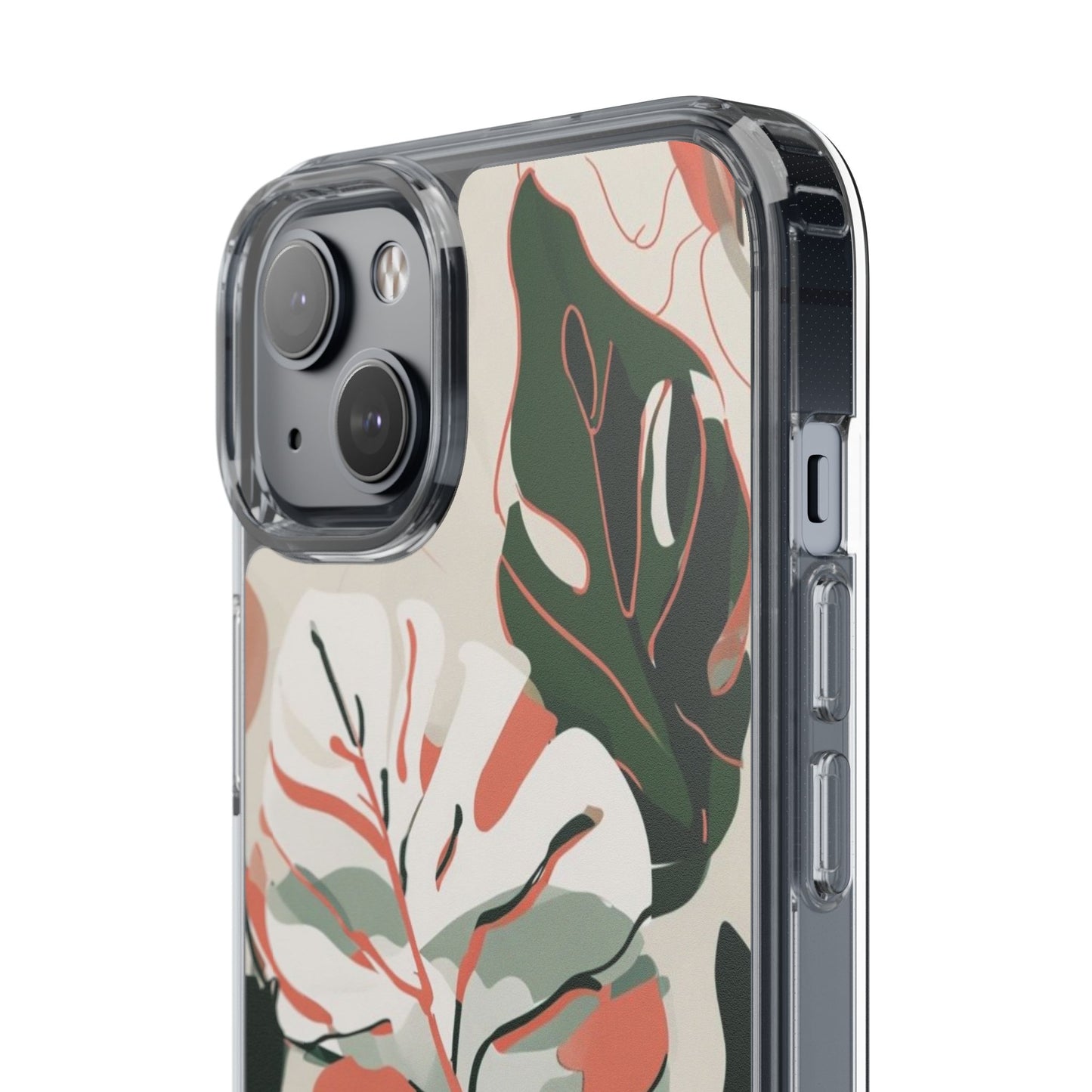 Botanical Clear Phone Case - Nature-Inspired Leaves Design