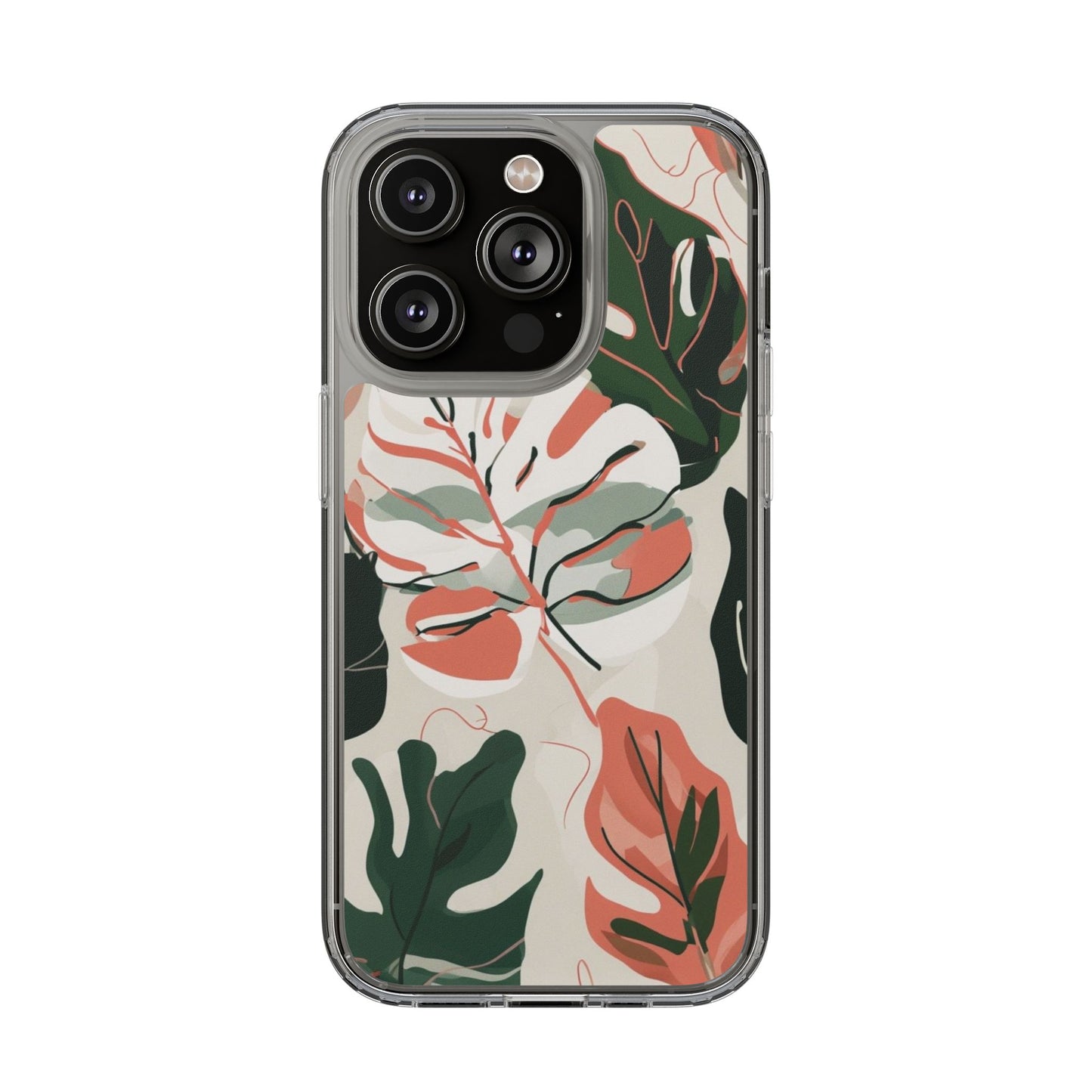 Botanical Clear Phone Case - Nature-Inspired Leaves Design