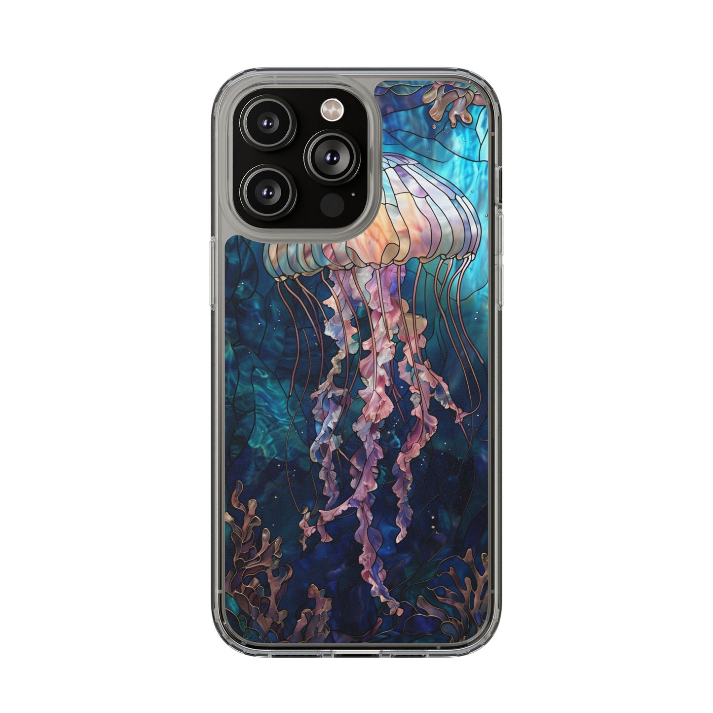 Ocean Jellyfish Clear Phone Case - Vibrant Marine Design for iPhone