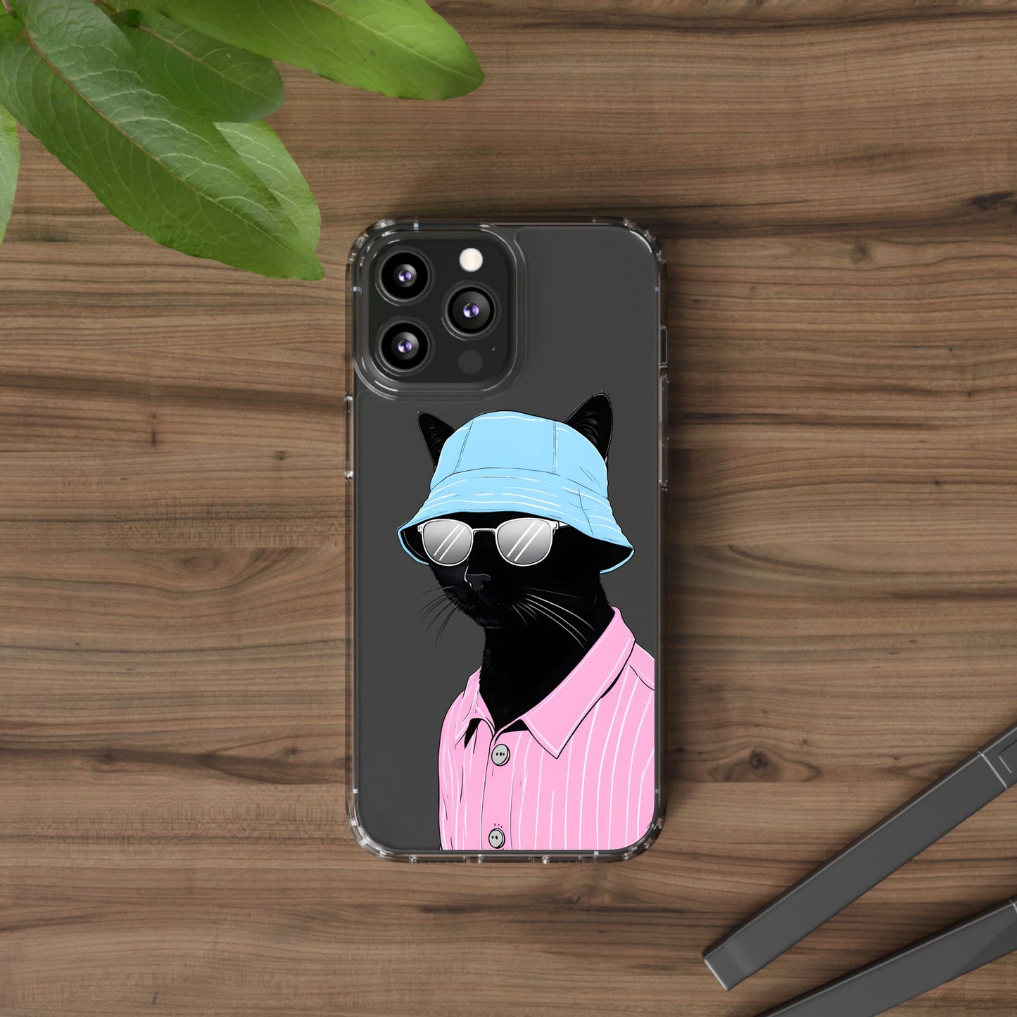 Cool Cat Phone Case with Sunglasses & Hat Design