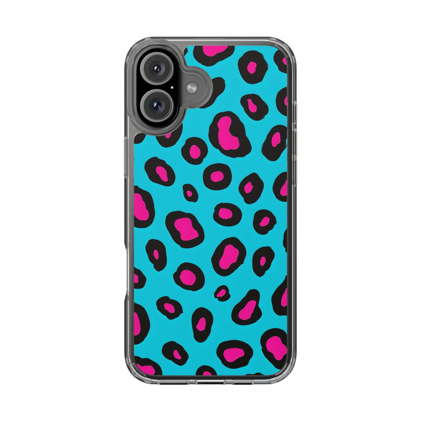 Trendy Clear Phone Case with Pink Leopard Print